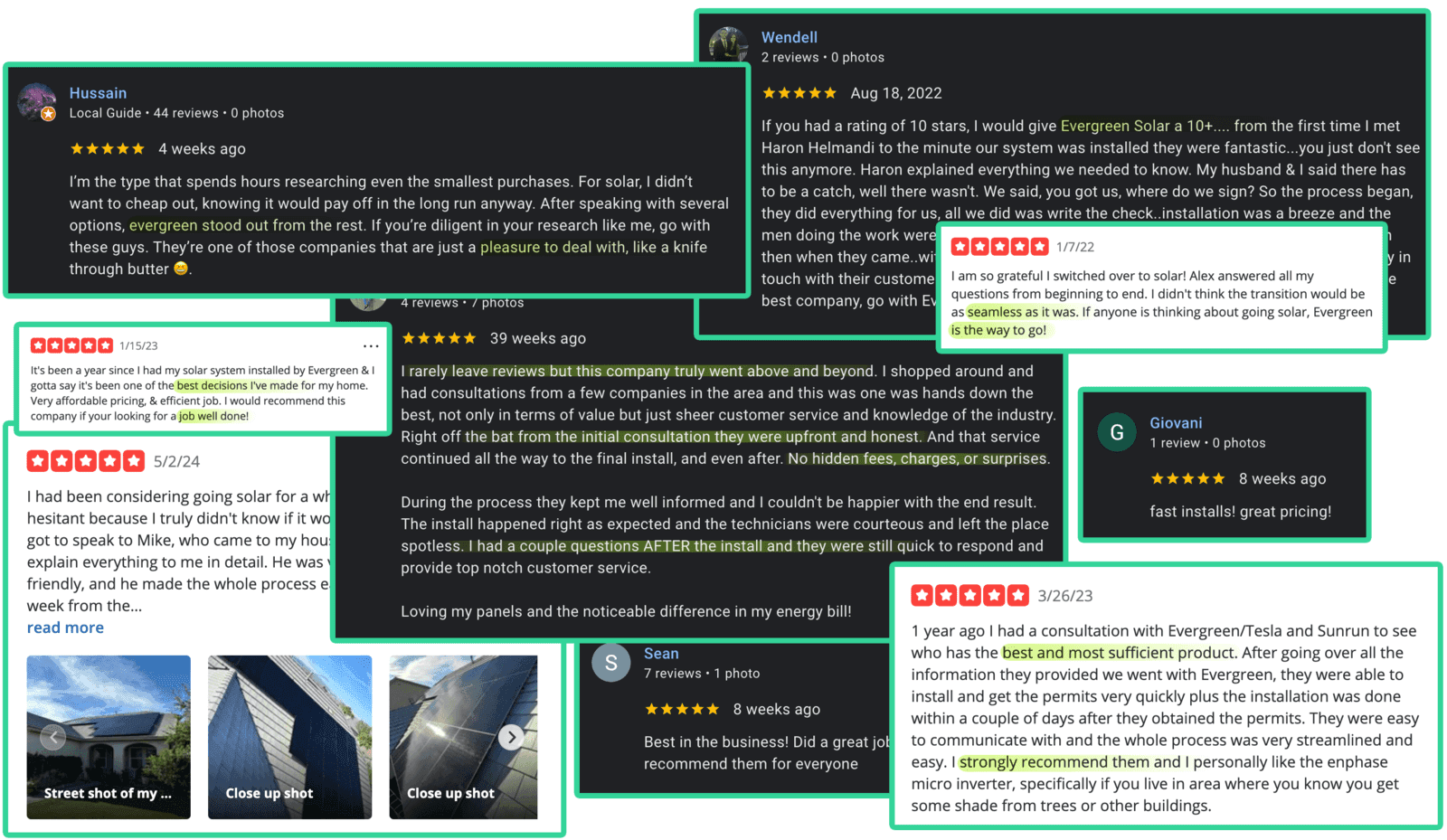 Testimonials screenshot